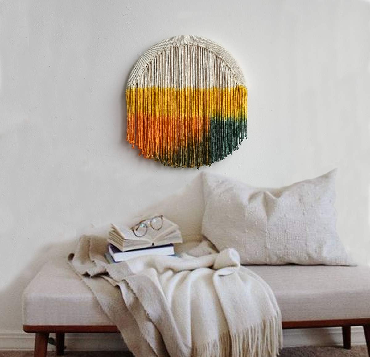 Macrame Wall Hanging Hoop Circle Tapestry Handmade Home Wall Décor,13.7" Diamete