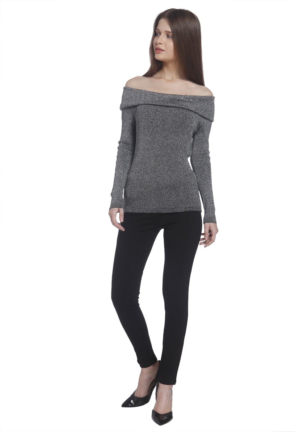 Vero Moda Womens Off Shoulder Blouse Black Silver