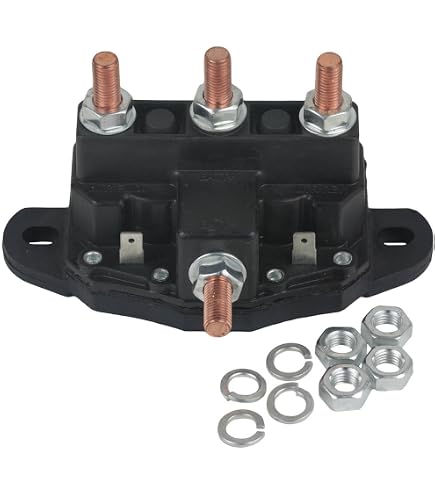 12V Winch Motor Reversing Solenoid Switch - 6 Terminal Reverse Polarity DC Contactor For RV, Plow & Marine