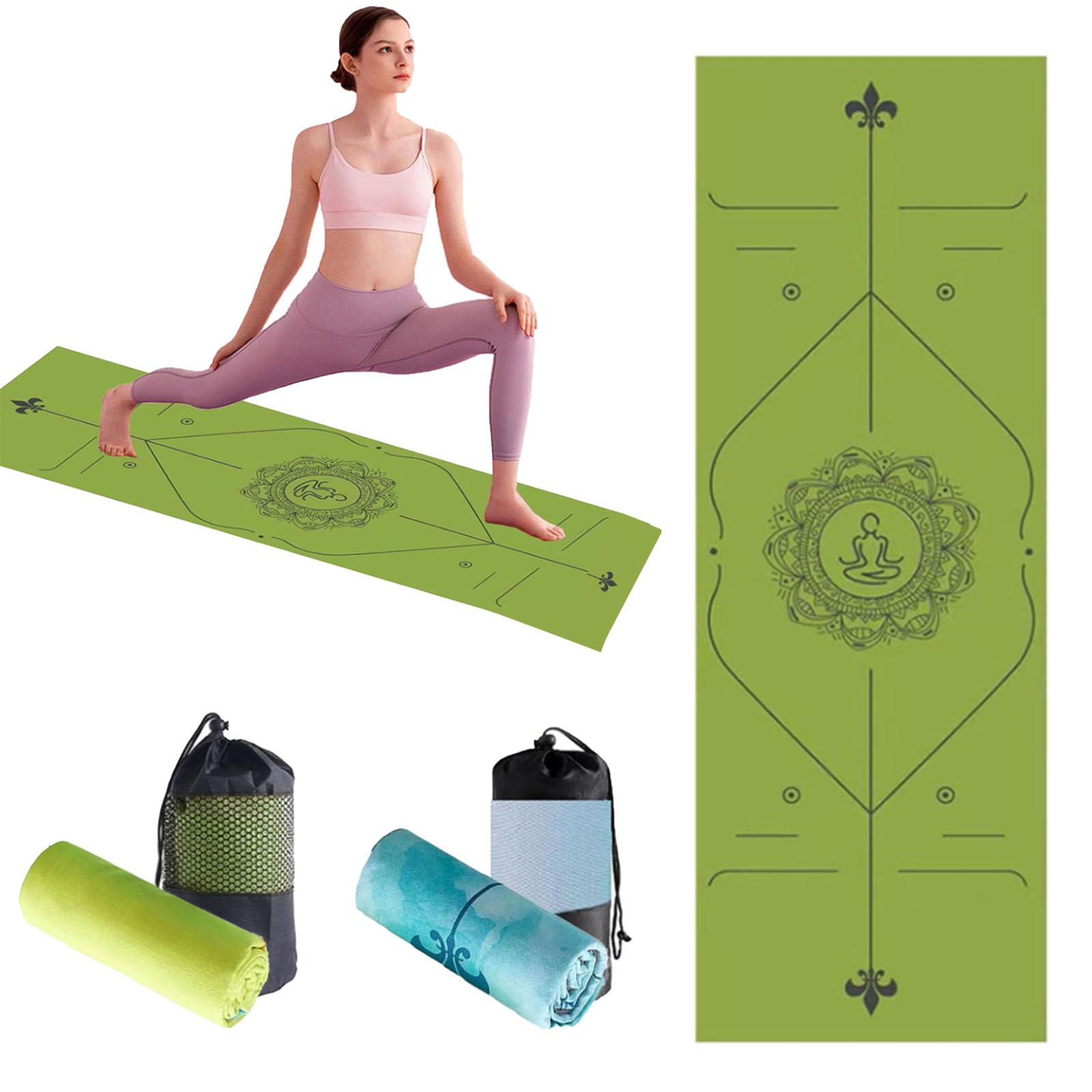Oaygat Yoga Towel Non Slip Hot Yoga Mat Towel for Mat Breathable Travel Yoga Blanket Quick Dry Pilates Fitness Exercise Yoga Gym Mats Towel 24" x72" Sweat Absorbent Hot Mat Cloth with Carrying Bag