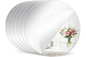 6 Pack Self Adhesive Acrylic Mirrors, 6 Inches Plastic Round Mirror Tiles for Home Wall Decor Mirror Plates for Table Centerp