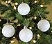 SLEETLY 30pc White Christmas Ball Tree Ornaments Holiday Xmas Decorations - Shatterproof Plastic 2.36 inch Glitter Snow Balls with White Ribbon Hangers and Snowflakes Set