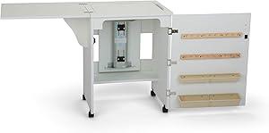 Arrow 501 Sewnatra Sewing Cabinet for Sewing, Cutting, Quilting, Crafting, with Storage and Airlift, Portable with Wheels, White Finish