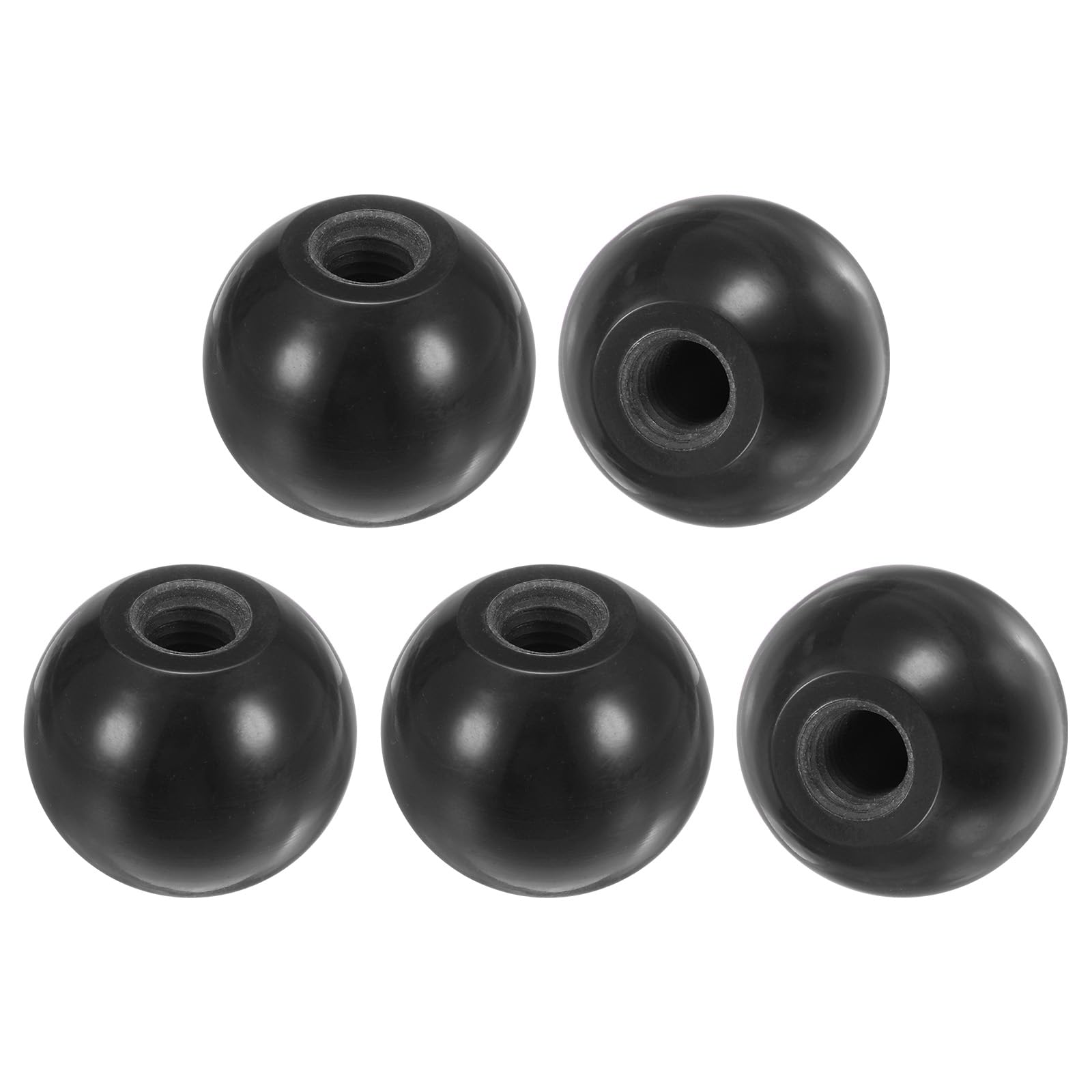 M METERXITY 5-Pack Threaded Ball Knobs, M12 Female Thread 40mm Dia. Thermoset Ball Knob for Lathe/Machine/Lawn Mowers, Round Phenolic Lever Handle [Black] — image 1
