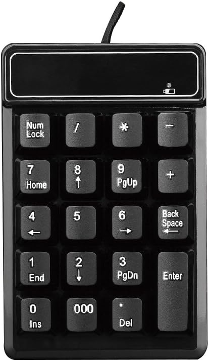 USB Number Pad, KeWalker 19 Keys Waterproof Silent Numeric Keypad with Mini USB cable, for Laptop / Notebook, Compatible with Windows System