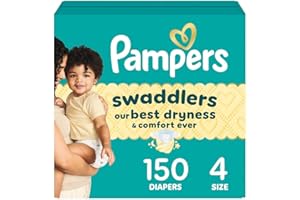 PROCTER & GAMBLE Pampers Swaddlers Diapers, Size 4 (15-34 lbs), 150 Count, Absorbent, Keeps Baby Dry and Comfortable, Skin Safe Disposable Baby Diaper (Packaging May Vary)