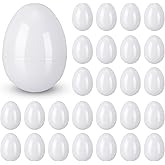 Silipull 36 Pieces 3.1 Inch Empty Easter Eggs Plastic Fillable Eggs Bulk for Easter Filling Candy Basket Stuffers, Crafts Party Favor(White)