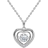 QUEENOU Moissanite Heart Pendant Necklace Gifts for Women, 1Carat Moissanite Heart Pendent, 925 Sterling Silver with White Gold plated Necklace, Jewelry Eternity Gifts for Christmas Valentines Day