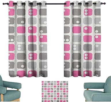 Amazon Com Winfreydecor Geometric Soft Curtain Square Shapes With
