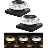 Solar Post Cap Lights for 4x4 &amp; 3.5x3.5 Posts, IP55 Waterproof Deck Lights Solar Powered, 3 Color Modes Fence Caps for Wood Vinyl Mailbox Railing Patio