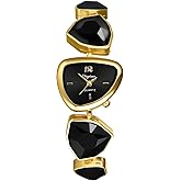 Avaner Women's Bracelet Wrist Watches: Ladies Vintage Retro Colorful Rhinestones Triangular Gold Tone Elegant Analog Quartz Watch
