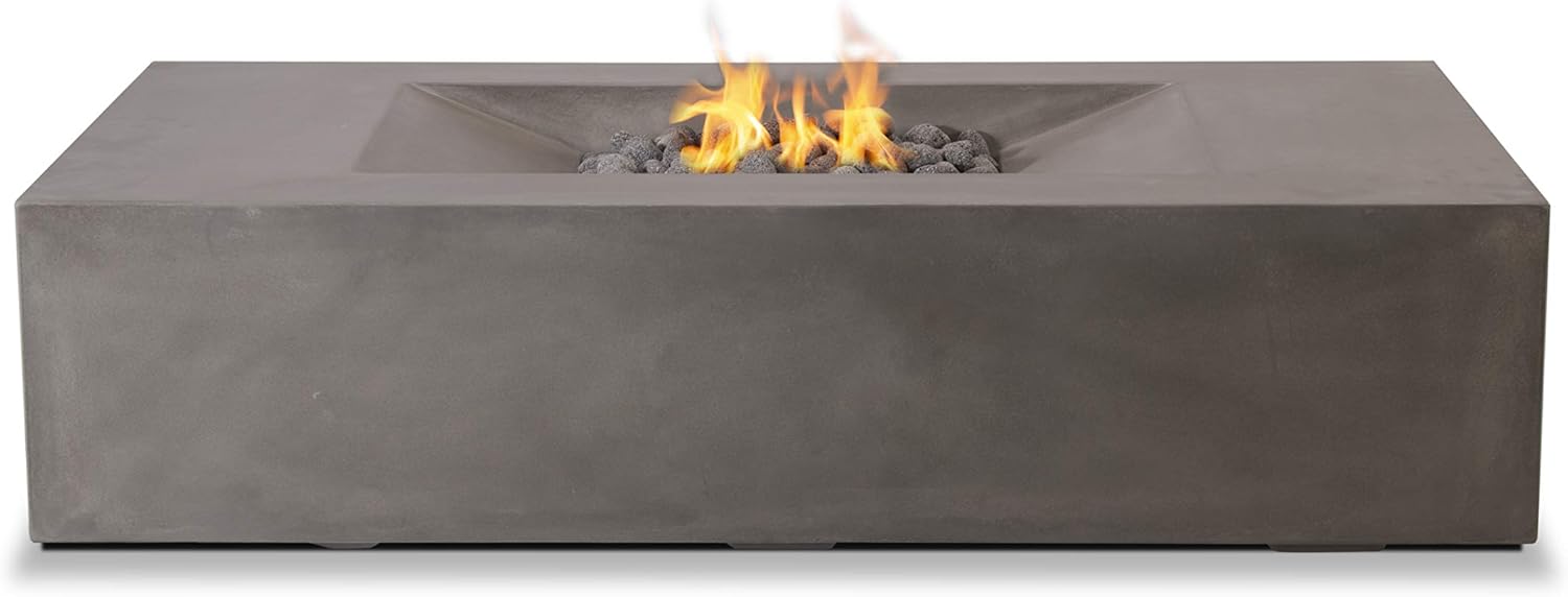 Amazon Com Pyromania Moderne Outdoor Fire Table Fire Pit Table Hand Crafted From Concrete 60 000 Btu Stainless Steel Burner With Electronic Ignition Propane Model Slate Garden Outdoor