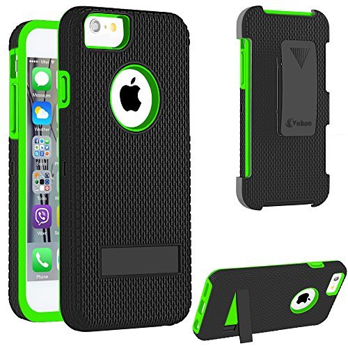 iPhone 6 Plus Case, iPhone 6S Plus Case,Vakoo Holster Combo Shockproof Heavy Duty Protection Silicone Rubber Case for Apple iPhone 6/6S Plus with Kickstand and Swivel Belt Clip - Robot Green