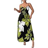 Floerns Women's Plus Size Floral Summer Maxi Dress Spaghetti Strap Plants Beach Vacation Clothes