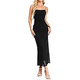 OutfitShow Womens 2026 Summer Floral Spaghetti Strap Bodycon Dresses Ruched Mesh Sexy Cocktail Party Long Dresses