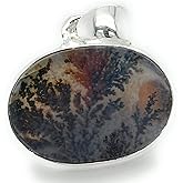 Natural Dendritic Agate 925 Solid Sterling Silver Pendant 25mm