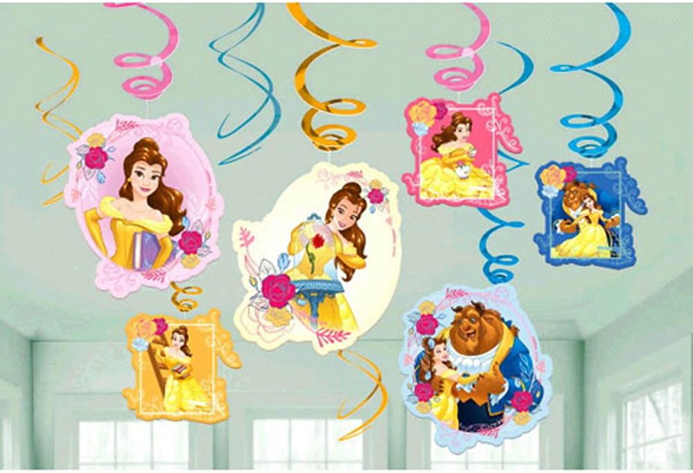 Dream Big Beauty and The Beast Hanging Swirl Decorations (12ct)