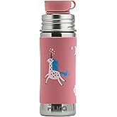 Pura Sport Mini 11oz/325ml Bottle w/Sleeve & Silicone Big Mouth Sport Top - Stainless Steel, Leak-Proof & Spill-Proof for Kids, Toddlers, Preschoolers - Unicorn