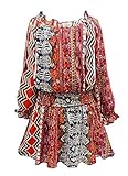 Truly Me, Big Girls Long Sleeve Chiffon Dress with Smocking Waist, 7-16