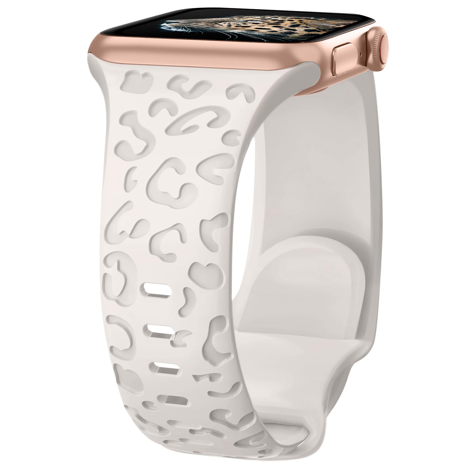 Towsnails Compatible with Apple Watch Straps 44mm 42mm 45mm 46mm 49mm, Leopard Print Silicone Sport Band Replacement Band for Apple Watch Series 11 10 9 8 7 6 5 4 3 2 1 SE SE3 Ultra 3/2/1 - Starlight