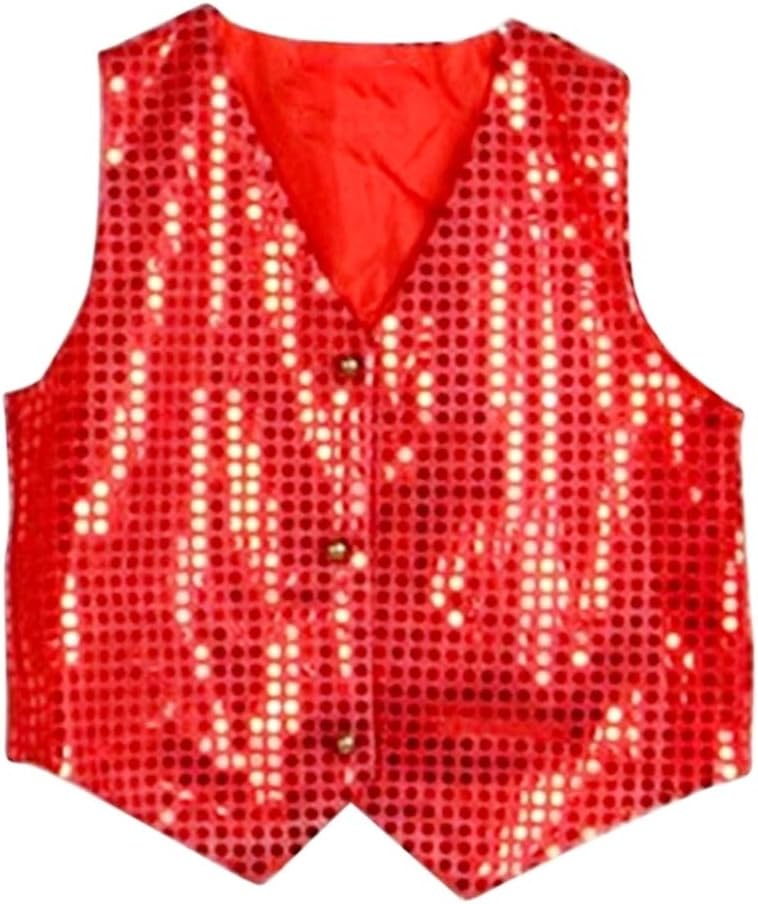 Vest with Sequins Red Accessory Clothing Luccisoso Special Occasion Size 120 cm 4-5 Years