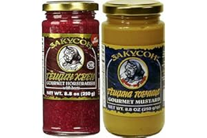 GOURMET MARKET Zakuson Gourmet Horseradish with Beets & Zakuson Hot Mustard Combo Pack (1 Jar Each)