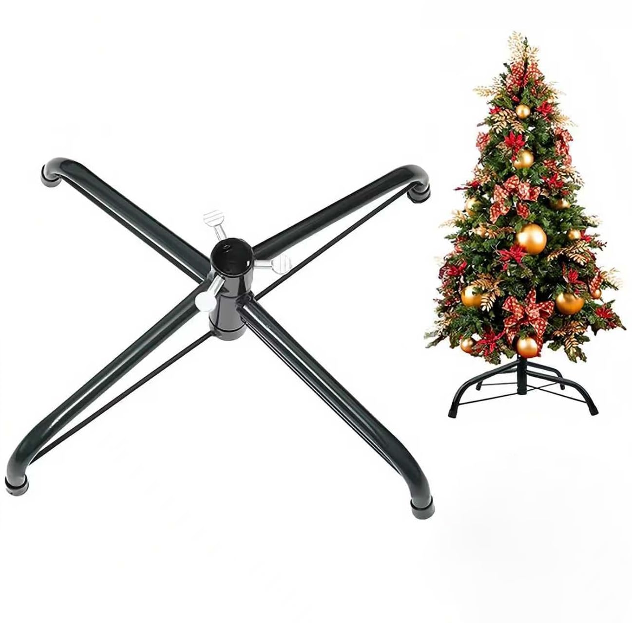 Christmas Tree Base Stand, 60CM Artificial Tree Bracket Metal for 4ft 5ft 6ft 7ft Christmas Tree (60)