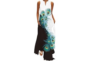 GENERIC Summer Dresses for Women 2024 Vacation Trendy Dresses Floral Printed V-Neck Long Dresses Casual Loose Fit Dresses