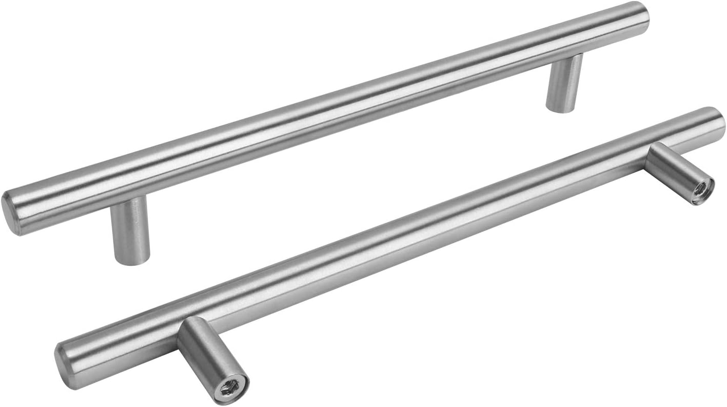 LS201BSS T Kitchen Cupboard Door Pull Handles Hollow Stainless Steel Furniture Handles Railing Handle with Screws Pack of 15