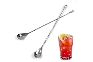 2 Pcs 12 Inches Bar Spoon Cocktail Mixing Stirrers, Spiral Pattern Bar Cocktail Spoon, Stainless Steel Long Handle Spoon