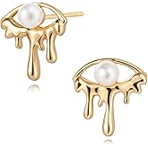 FETTERO Women Earrings Gold Eye Studs 14K Gold Plated Delicate Dainty Earrings Evil Eye Hypoallergenic Earrings Jewelry for Women Everyday Wear