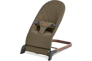 TAYLENGROW BABY Foldable Baby Bouncer, Baby Bouncer Seat with 3 Adjustable Heights, Portable Newborn Rocker, Ergonomic Bouncer Seat for Natural Bounce, Bouncer for Babies 0-6 Months, Soft Cotton (Green)