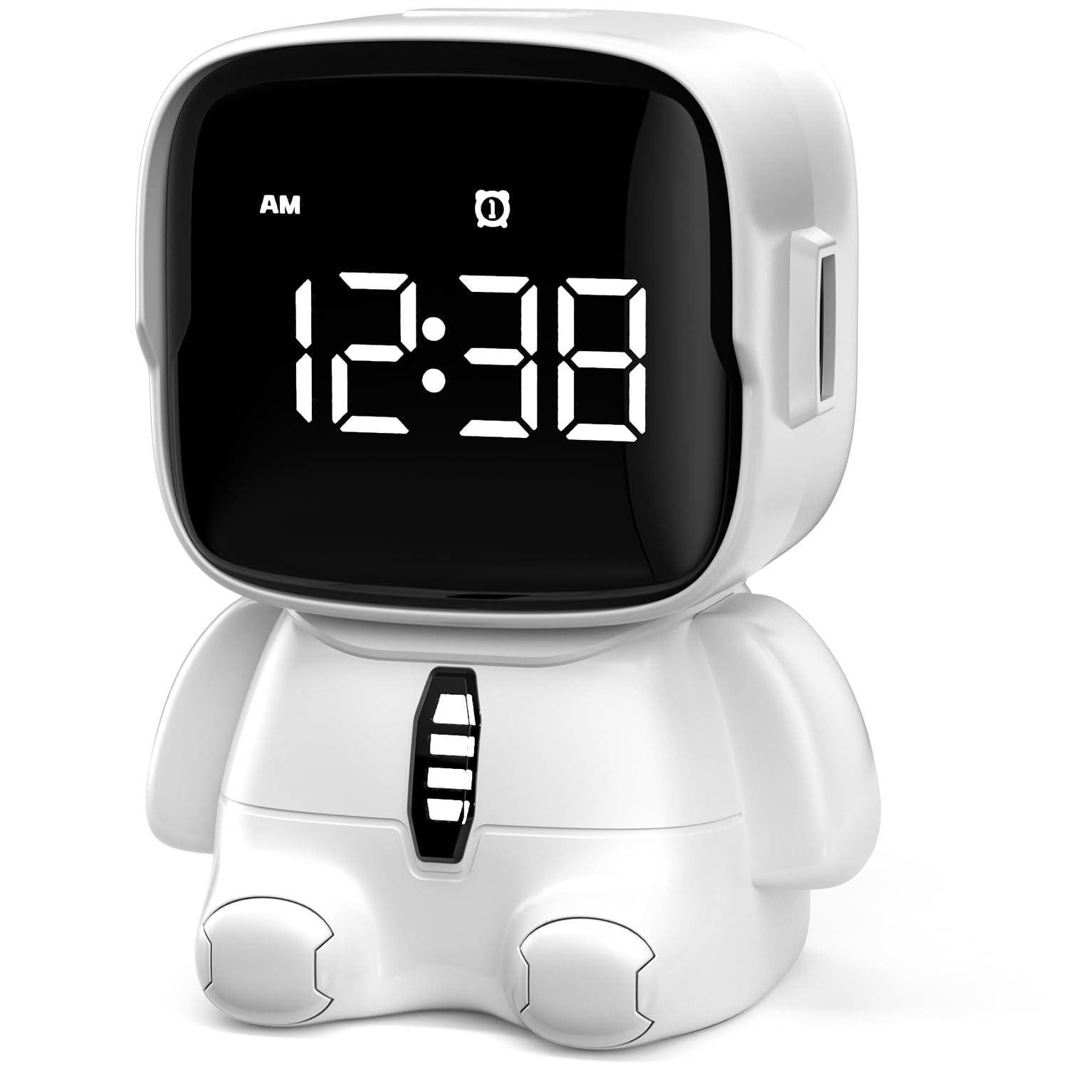 YISSVIC Kids Alarm Clock Digital Bedside Clock with Snooze, Countdown Timer, 2 Independent Alarms, Rechargeable, Suitable for Bedroom and Office