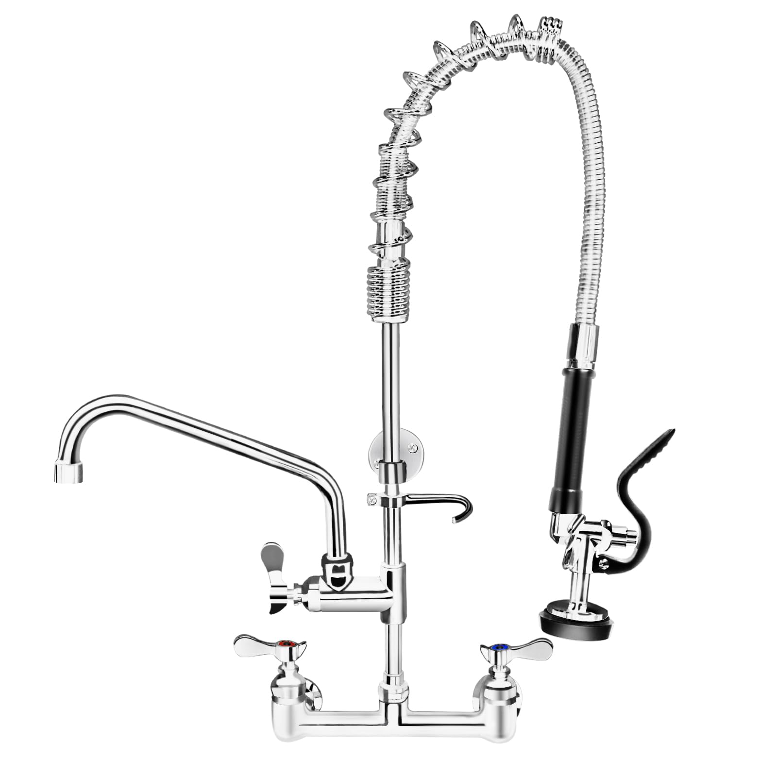 NETISR Commercial Faucet with Sprayer, Brass Chrome