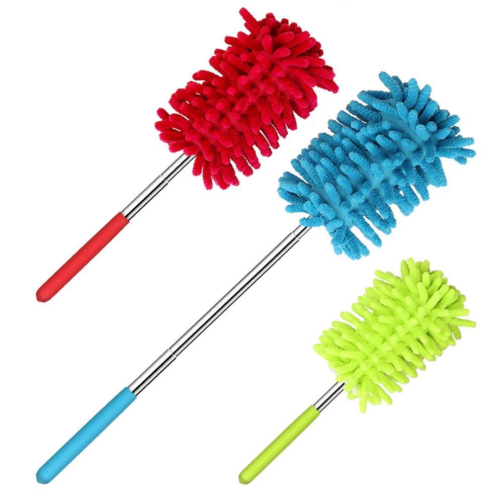 earlandscott Pack of 3 Extendable Microfibre TELESCOPIC DUSTER -Feather & Noodle Duster & Cleaner -Home & Car