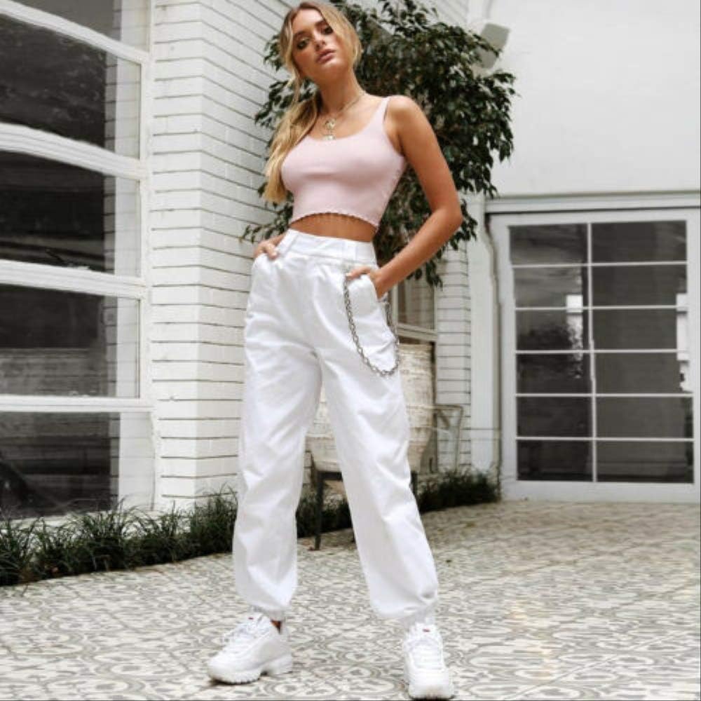 white cargo trousers womens