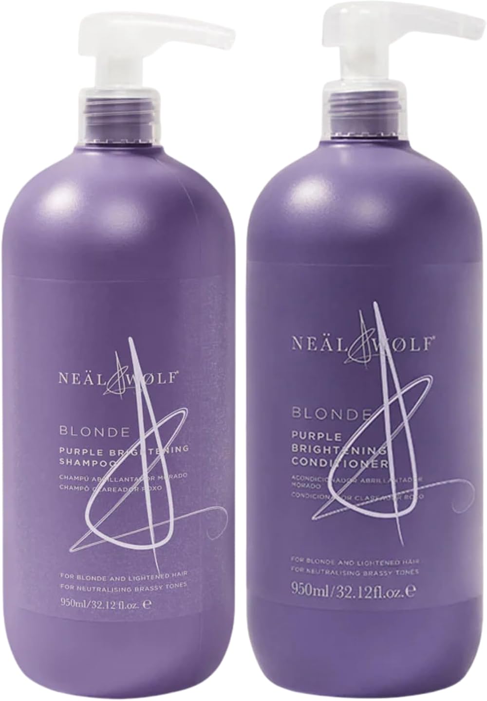 Neal & Wolf Blonde Purple Shampoo & Conditioner 950ml Duo Brightening Toning