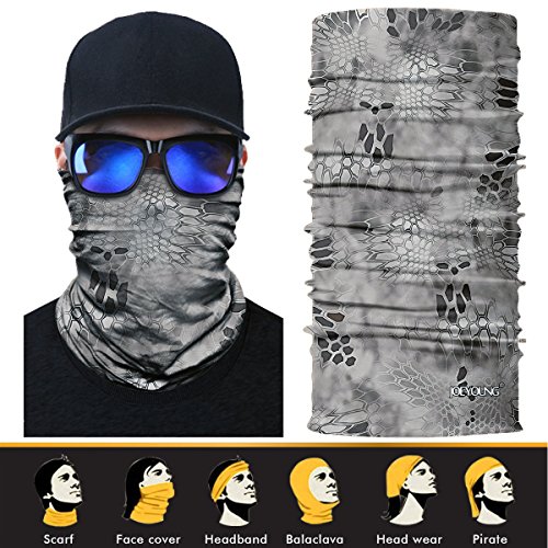 JOEYOUNG 3D Face Sun Mask, Headwear, Neck Gaiter, Magic Scarf, Balaclava, Bandana, Headband for Fishing, Hunting, Hiking, Yard Work, Moisture Wicking UV Protection, Great for Men & Women