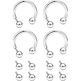 Ovxznts 16g Septum Rings Internally Threaded Surgical Steel Septum Jewelry Lip Rings Hoop Horseshoe Earrings Daith Piercing Jewelry for Women Men