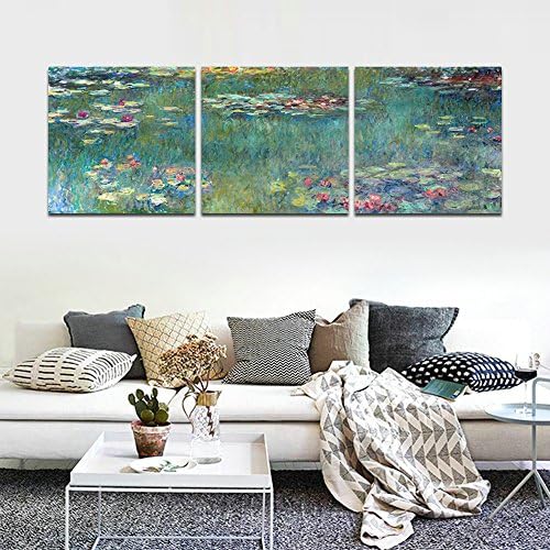 CrmArt3 Panels Landscape Wall Art - Aquatic Plants - Canvas Art Home Decoration - 16x16 inches