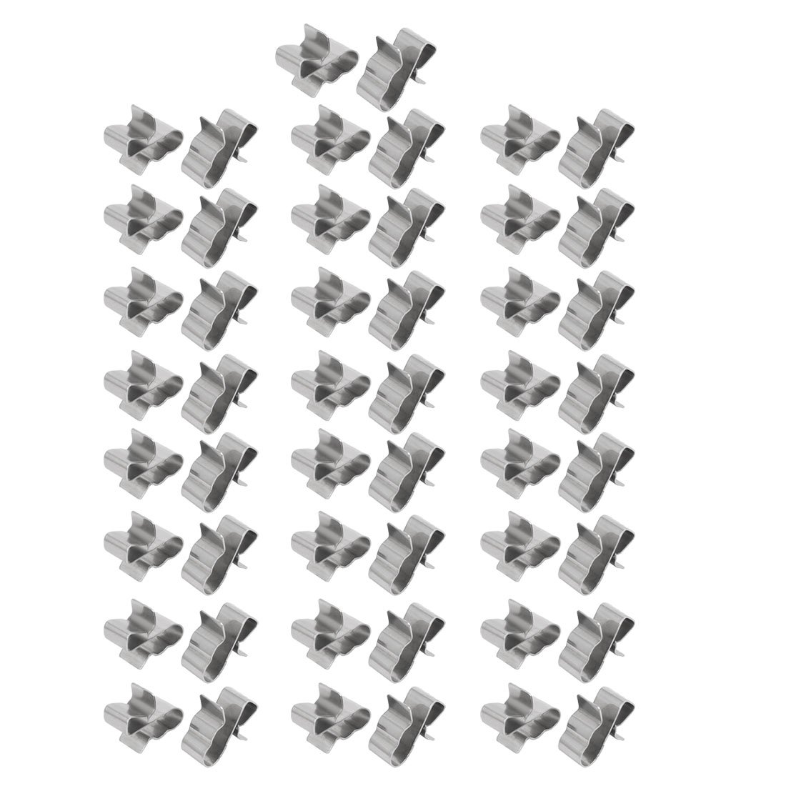 sourcingmap Solar Photovoltaic Parts Stainless Steel Cable Clip Clamp Silver Tone 50pcs