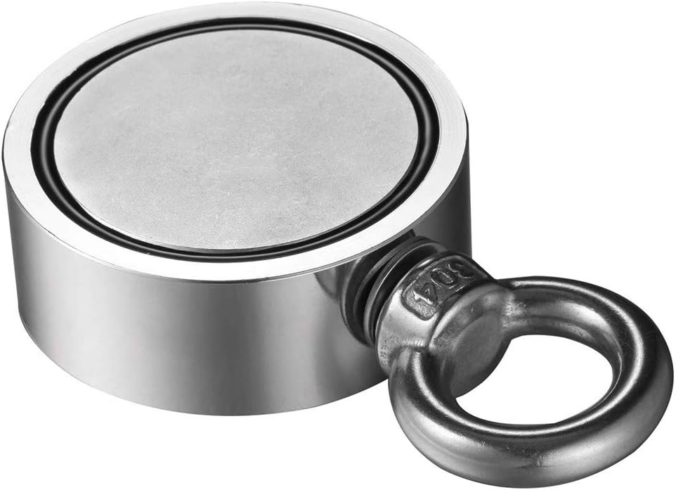 SMILEQ Home Hook 200/300/500KG Double Side Neodymium Metal Magnet Detector Fishing Kit+10M Rope (Sliver)