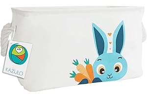 Kazulo Blue Bunny Easter Basket, Kids Easter Bag, Hamper with Rabbit Ears Print, Easter Baskets for kids, Big Easter basket, Egg Hunt Basket