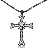 Alilang Gorgeous Black Plated Cross Rhinestone Pendant Necklace