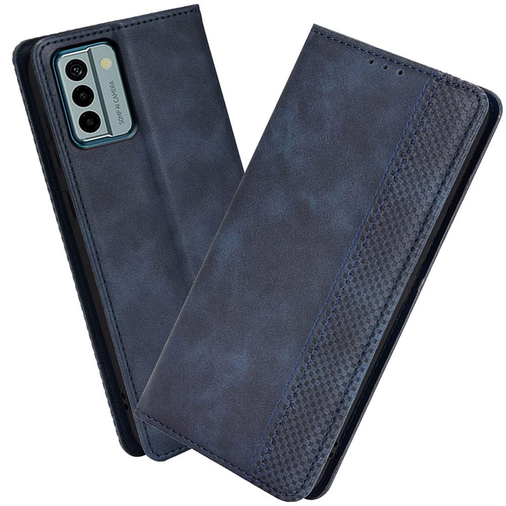 XINNI Protective Phone Case for Nokia G22, PU/TPU Vintage Flip Leather Shockproof Cover Magnetic Book Style Wallet, Blue — image 1