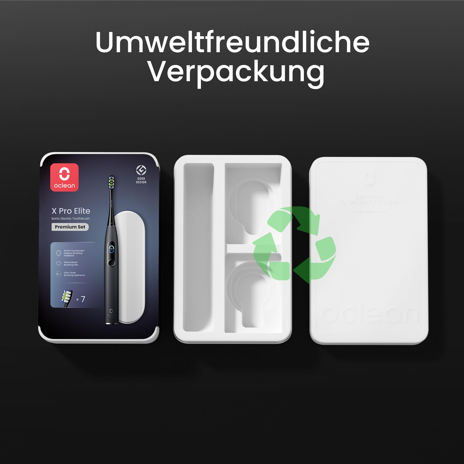 Oclean Elektrische Zahnbürste X Series Pro Elite Gift Set mit 7 Bürstenköpfe & Wandhalterung & Reiseetui, Schallzahnbürste mit Touchscreen, Sonic Electric Toothbrush mit Timer,Tiefschwarz 8
