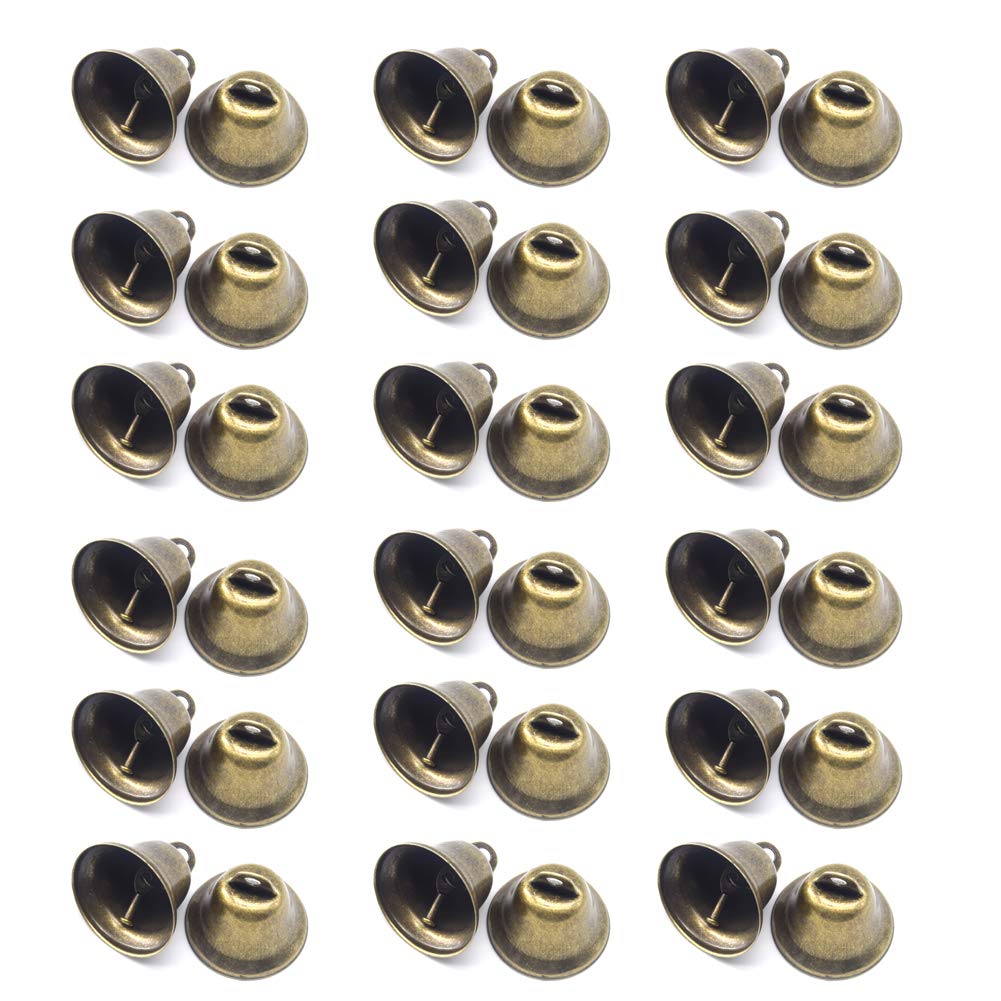 CEEYSEE 36Pcs Vintage Mini Bronze Small Jingle Bells (42 X 38mm) for Wedding, Doors, Dog Doorbell& Potty Training,Jewelry,Sewing,Christmas Hallowmas Decoration Bell