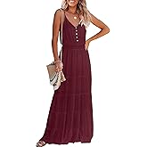 PRETTYGARDEN Women's 2026 Summer Maxi Dress Spaghetti Strap Sleeveless High Waist Beach Vacation Long Sundresses