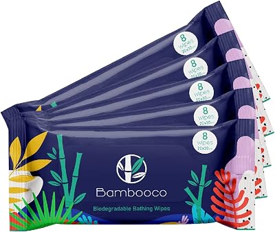 Bambooco Large Biodegradable Shower Wipes Pack of 40 20x30cm Biodegradable