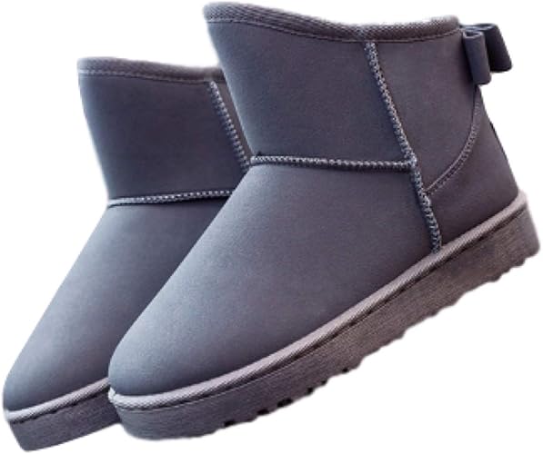 Amazon スポシー バックリボン ムートン調 フェイクファー ショートブーツ 靴 シューズ ムートンブーツ グレー 24 5 Sposee スポシー ブーツ ブーティ